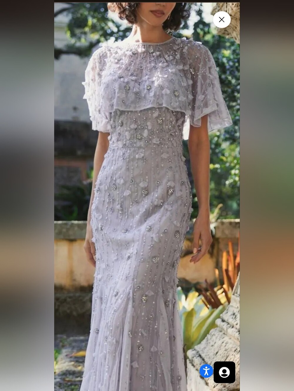 Elegant Lavender Beaded Cape Evening Dress Mac Duggal